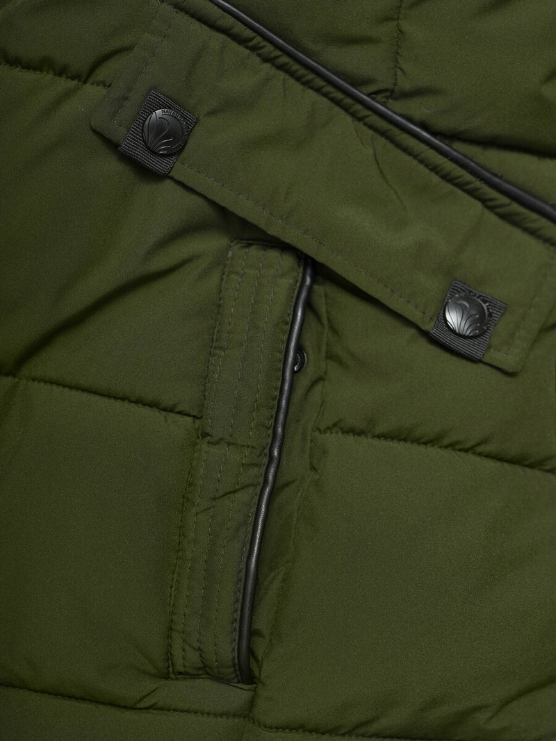 Kurtka zimowa damska długa pikowana khaki OZONEE O/W377