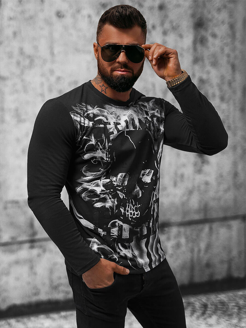 Longsleeve męski czarny OZONEE O/B257