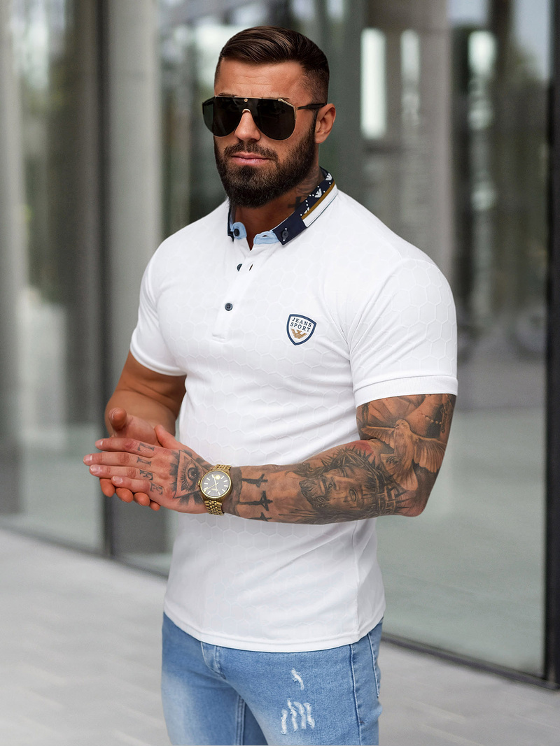 Koszulka męska polo biała OZONEE O/QQ921