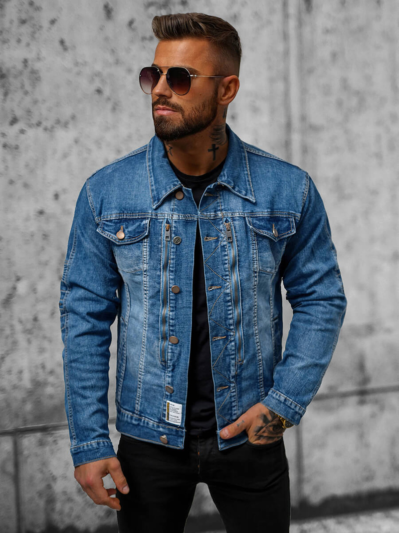 Kurtka męska jeansowa niebieska OZONEE NB/MJ508BZ