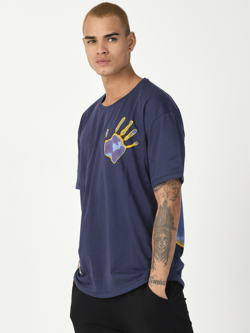 T-Shirt męski z nadrukiem granatowy OZONEE MR/21538