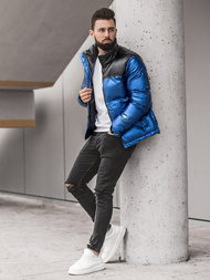 Kurtka zimowa męska pikowana niebieska OZONEE JB/JP1188/1