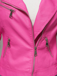 Жіноча шкіряна куртка pожева OZONEE O/G88