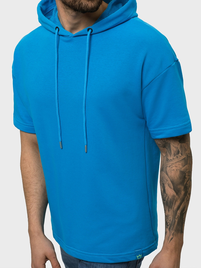 Bluza z kapturem męska niebieska OZONEE B/20402009