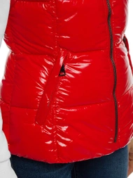 Kamizelka damska pikowana z futerkiem czerwona OZONEE O/DK027/4