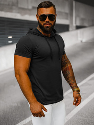 T-shirt męski z kapturem czarny OZONEE JS/8T89/3