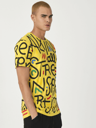 T-Shirt męski z nadrukiem żółty OZONEE MR/21518