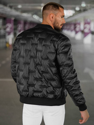 Kurtka skórzana męska bomberka czarna OZONEE O/11Z8099Z