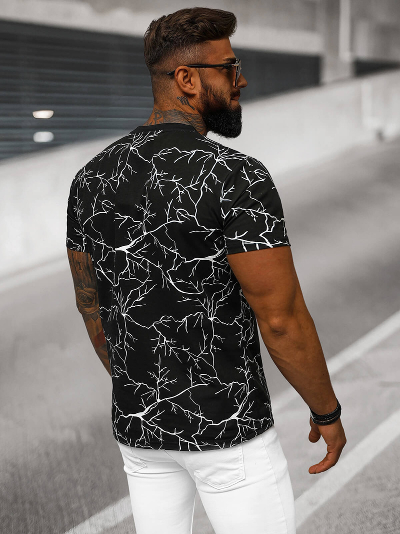 T-shirt męski czarny OZONEE JS/8T1206/3