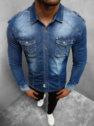 Koszula męska jeansowa niebieska OZONEE NB/MC701B