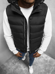 Kamizelka męska pikowana z kapturem czarna OZONEE N/6879