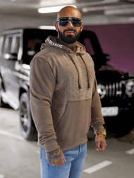 Bluza męska z kapturem ciemno-beżowa OZONEE O/3C505