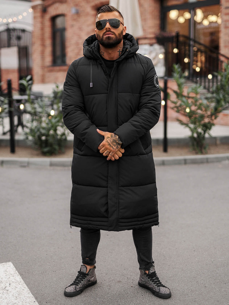 Kurtka zimowa męska długa czarna OZONEE JS/19M1290/392