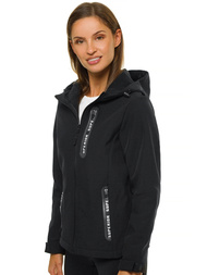 Kurtka softshell damska z kapturem czarna OZONEE JS/HD185/1