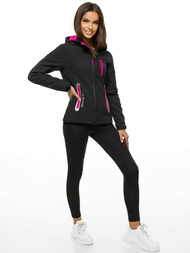 Kurtka softshell damska z kapturem czarna OZONEE JS/HH029/1