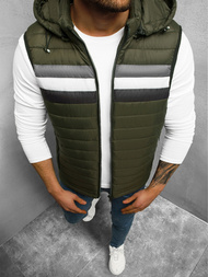 Kamizelka męska pikowana z kapturem zielona OZONEE N/7107/3