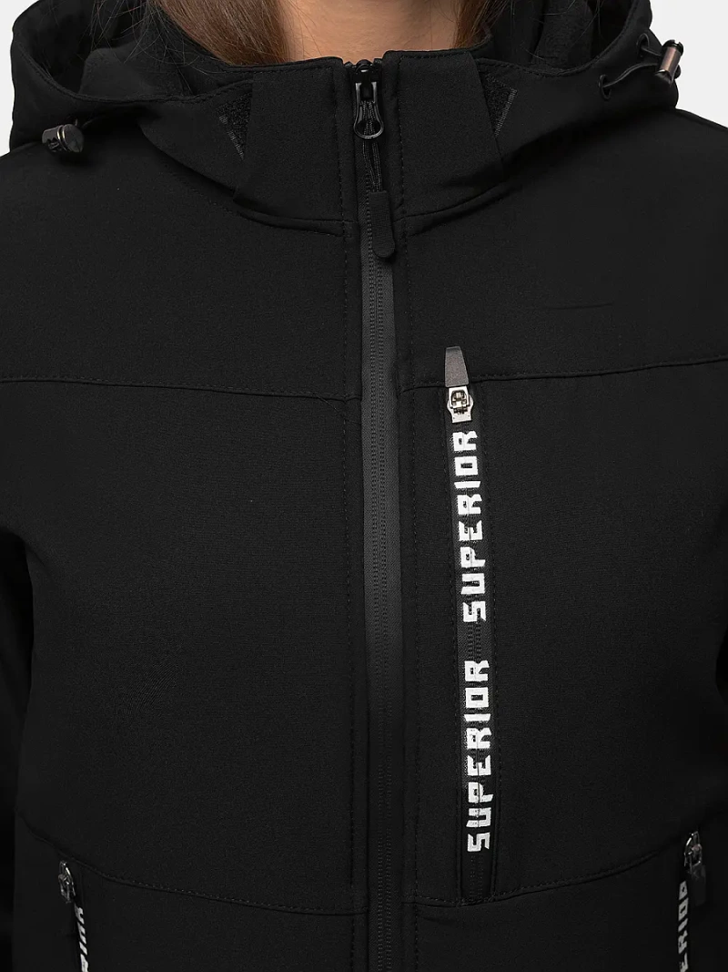 Kurtka softshell damska z kapturem czarna OZONEE JS/HD180/1