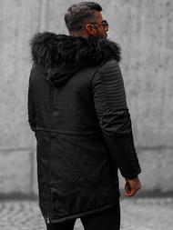 Kurtka zimowa męska z futerkiem czarna OZONEE O/88853