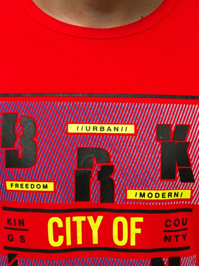 T-Shirt męski bez rękawów czerwony OZONEE JS/KS2091