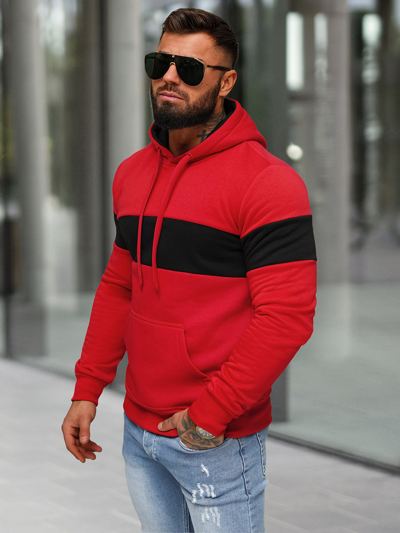 Bluza z kapturem męska czerwona OZONEE JS/8B1316/18