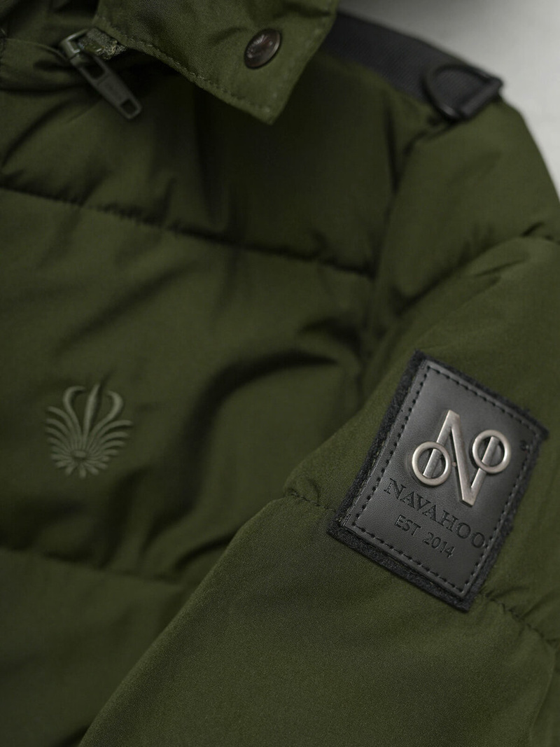 Kurtka zimowa damska długa pikowana khaki OZONEE O/W377Z