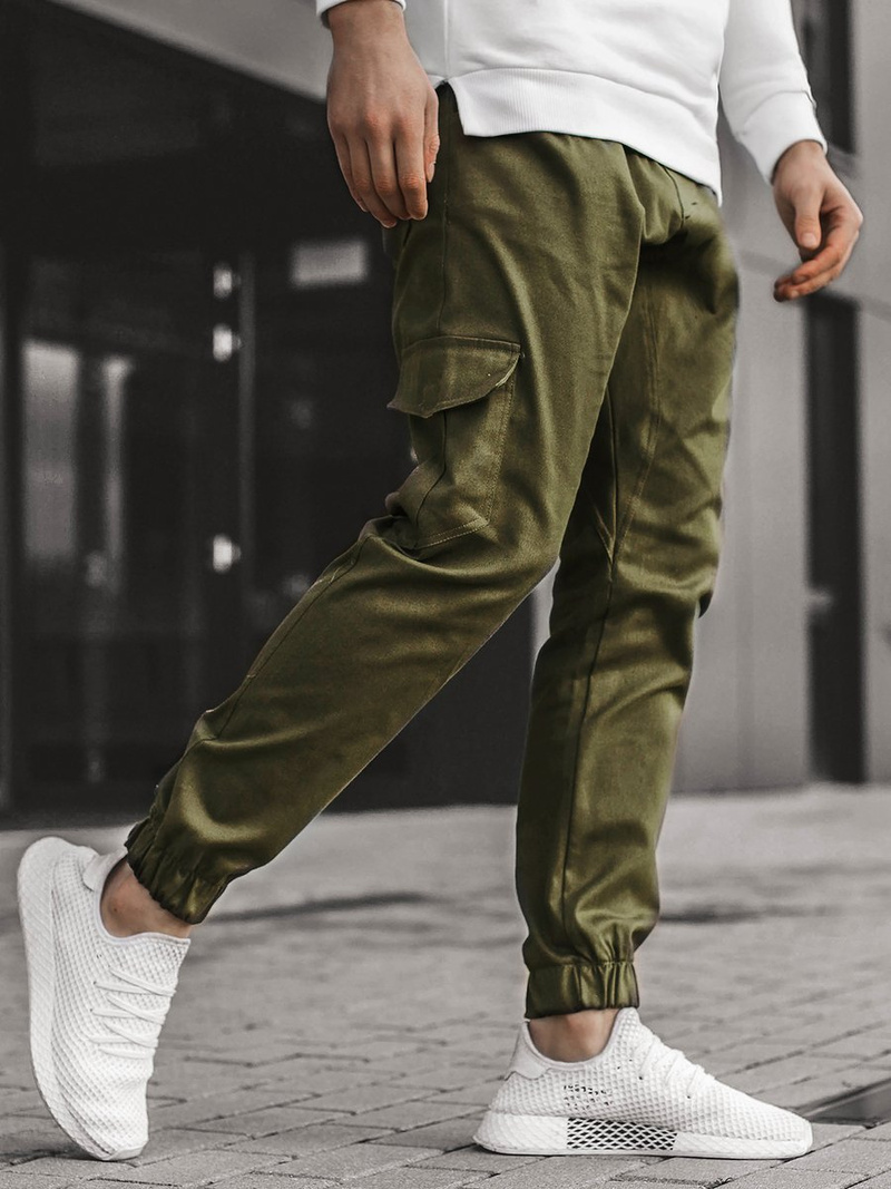 Spodnie męskie joggery khaki OZONEE A/404