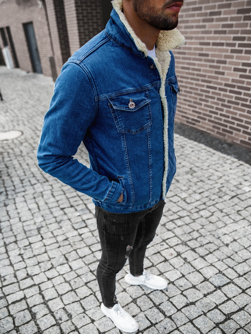 Kurtka męska jeans ciemnoniebieska OZONEE BN/7274