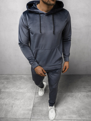 Komplet dresowy męski welurowy granatowy OZONEE O/12131