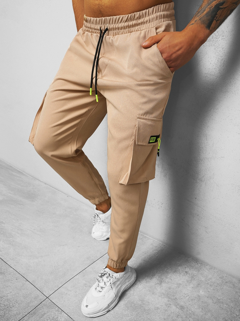 Spodnie męskie chino jogger beżowe OZONEE O/CP150