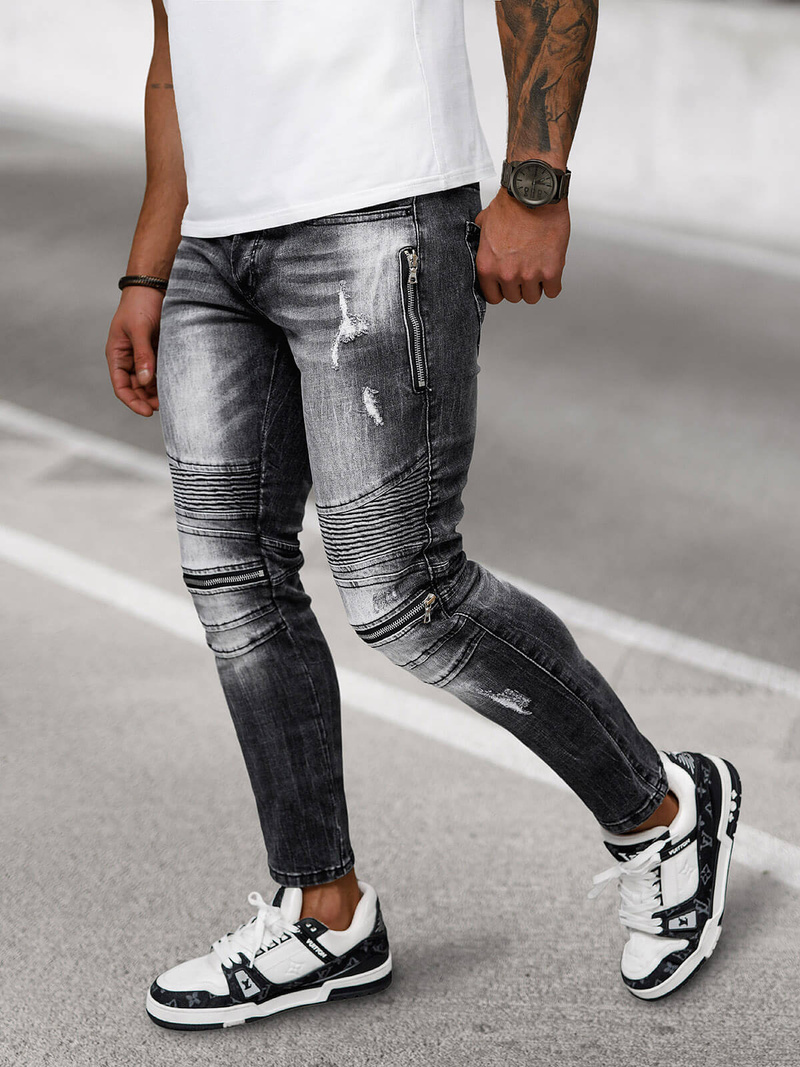 Spodnie jeansowe męskie czarne OZONEE NB/MP0007N