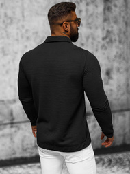 Bluza męska z kołnierzykiem czarna OZONEE O/TB2264