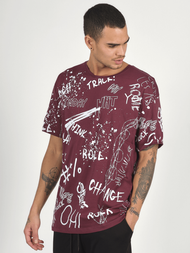 T-Shirt męski z nadrukiem bordowy OZONEE MR/21530