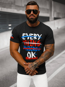 T-shirt męski czarny OZONEE O/8T1266/3