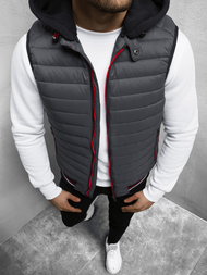 Kamizelka męska pikowana z kapturem grafitowa OZONEE N/6709