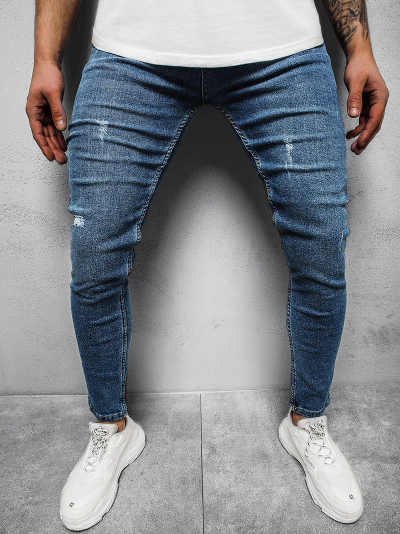 Spodnie jeansowe męskie ciemno-niebieskie OZONEE DP/697/1