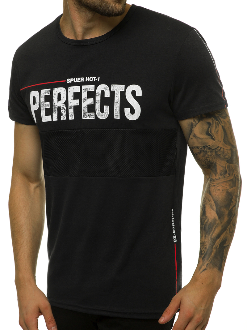 T-Shirt męski czarny OZONEE JS/SS10908