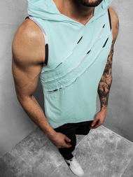 T-Shirt z kapturem męski miętowy OZONEE O/1254Z