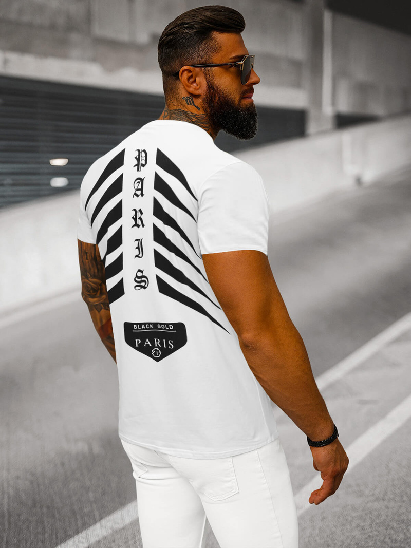 T-shirt męski slim fit biały OZONEE NB/MT3054Z