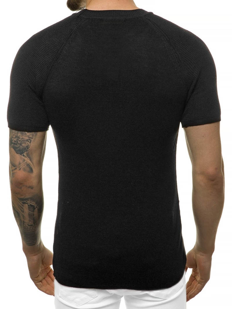 Bluzka męska z dzianiny, krótki rękaw czarna OZONEE L/2474