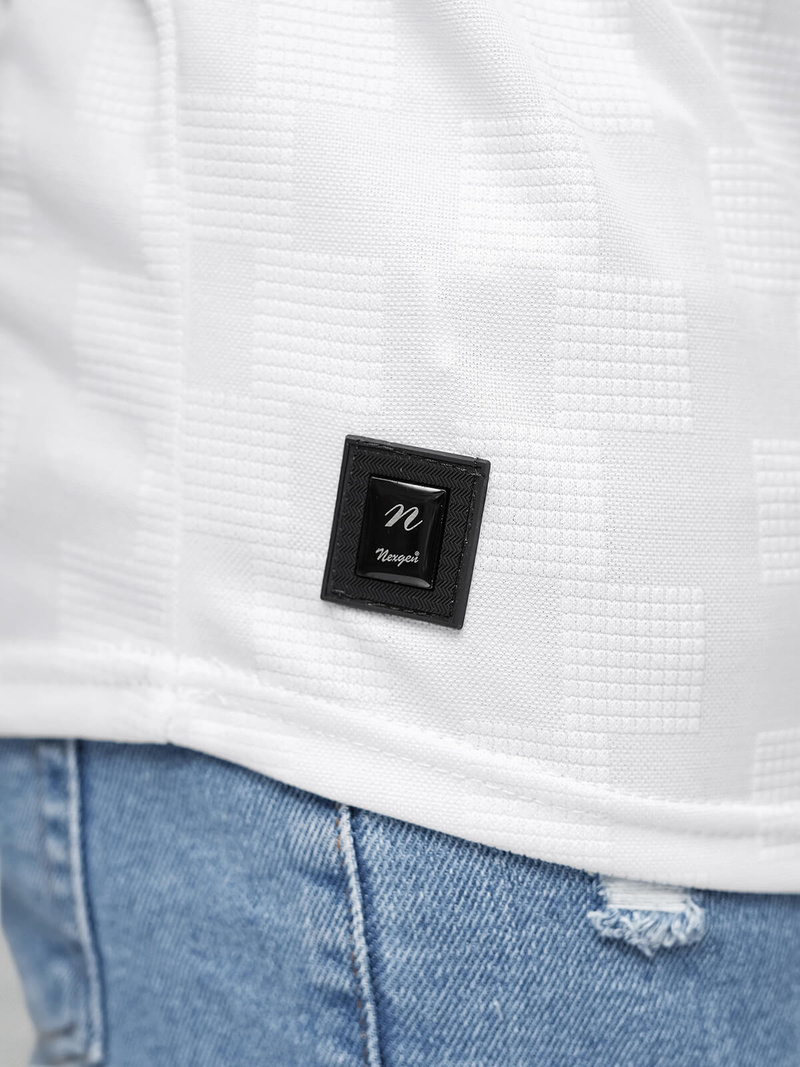 T-shirt męski slim fit biały OZONEE O/QS11621