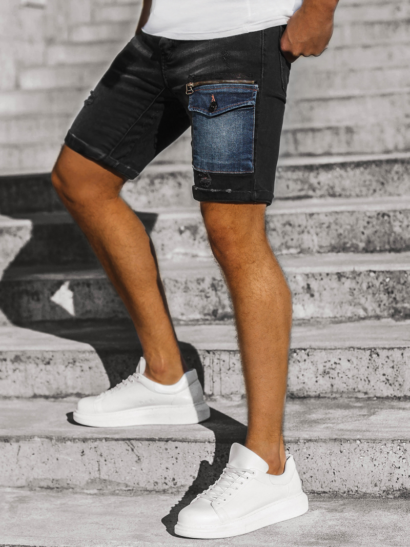 Spodenki jeansowe męskie czarne OZONEE G/1071