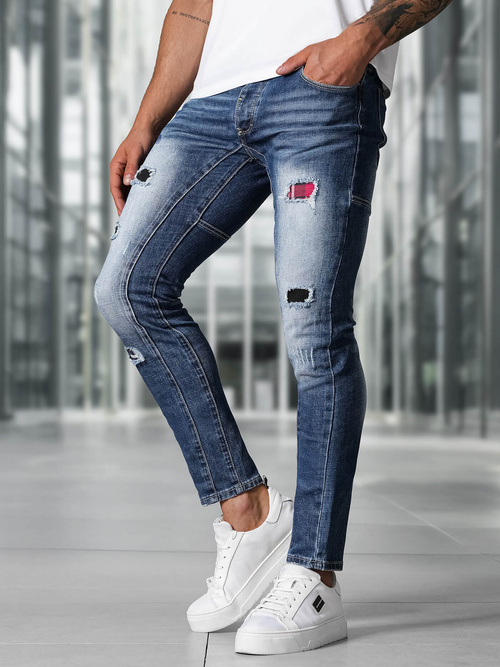 Spodnie jeansowe męskie slim fit niebieskie OZONEE NB/MP0050BZ