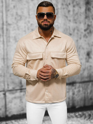 Класична сорочка чоловіча Бежева OZONEE O/GOM23039