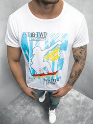 T-Shirt męski z nadrukiem biały OZONEE JS/KS2663