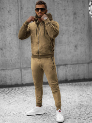 Komplet dresowy męski welurowy camelowy OZONEE O/12137