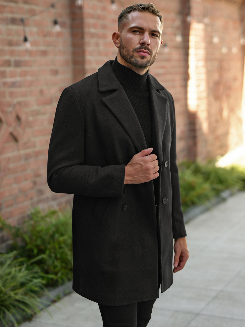 Пальто чоловіче чорне OZONEE JS/11Z8269