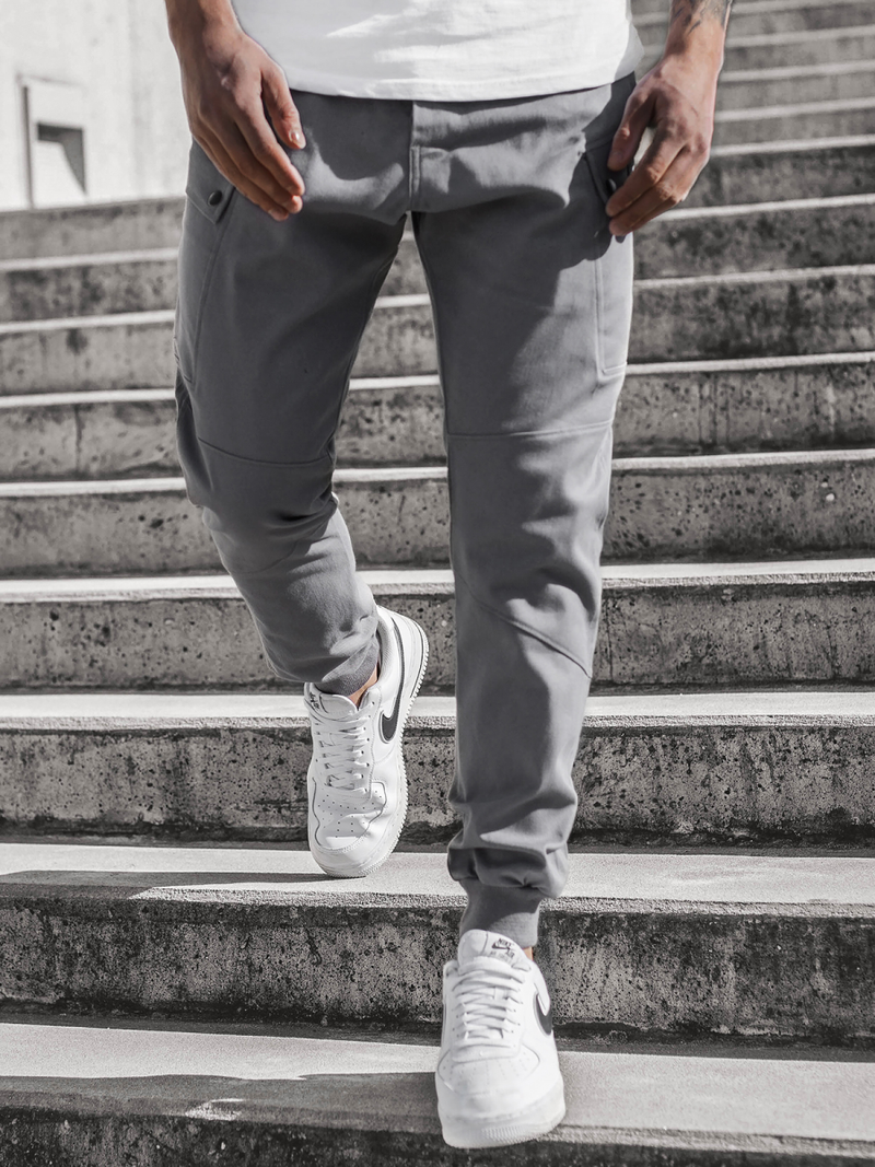 Spodnie męskie chino joggery szare OZONEE O/11103