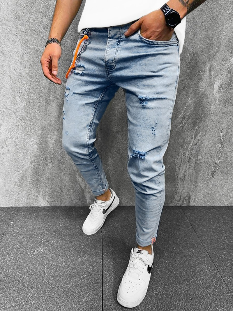 Spodnie jeansowe męskie jasnoniebieskie OZONEE O/B6324/1