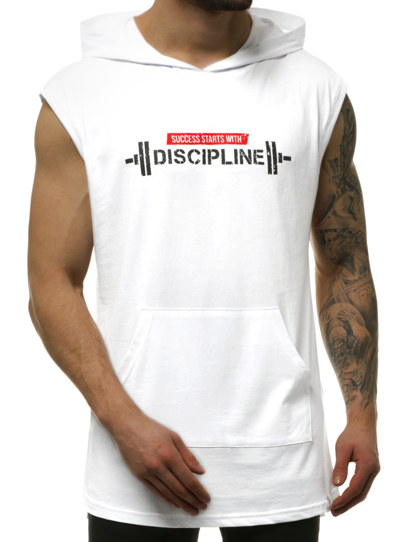 T-Shirt bez rękawów męski biały OZONEE MACH/M1211