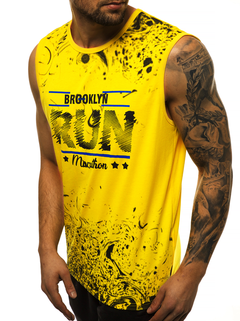 T-Shirt bez rękawów męski żółty OZONEE JS/KS2075